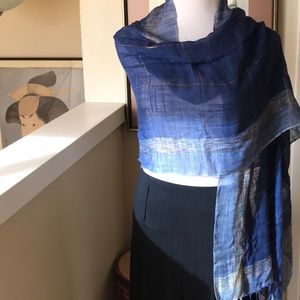 Lovely Blue Plaid Gauze Pashmina or Scarf